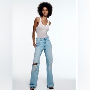Zara ripped wide leg jeans